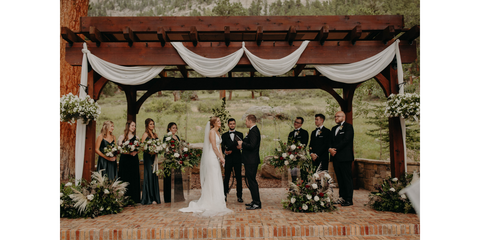 Floral ceremony installation for a Colorado mountain wedding